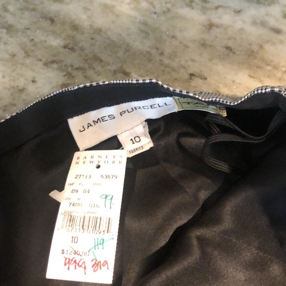 NWT chic black/white silk taffeta skirt, French hem black silk satin lined; - Picture 2 of 6